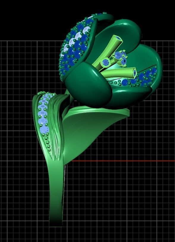  vintage ring  flower tulip 1018 3D print model_20