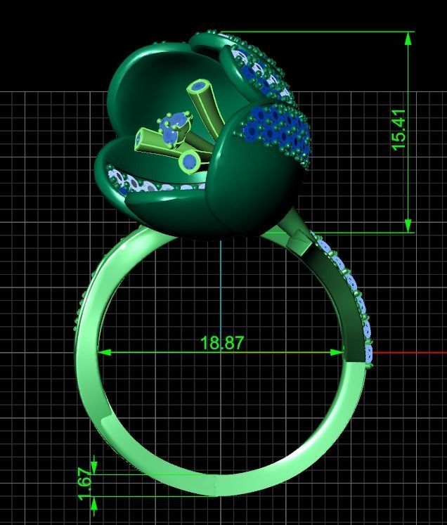  vintage ring  flower tulip 1018 3D print model_18