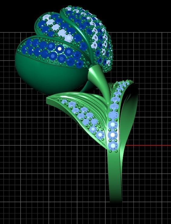  vintage ring  flower tulip 1018 3D print model_19