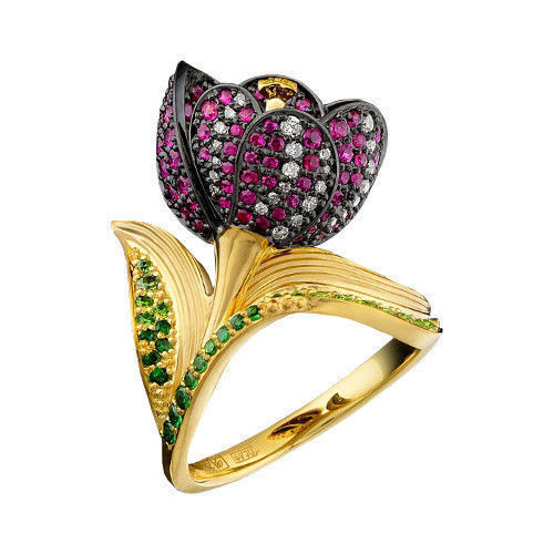  vintage ring  flower tulip 1018 3D print model_25