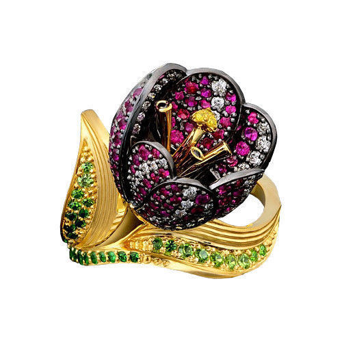  vintage ring  flower tulip 1018 3D print model_43