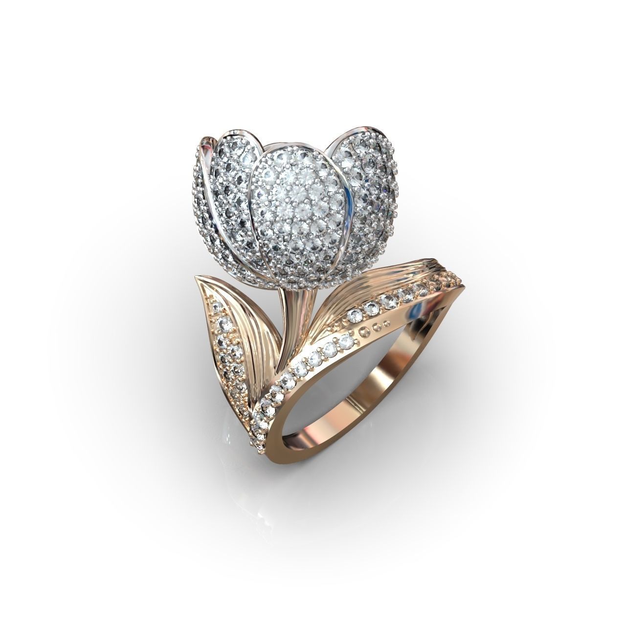  vintage ring  flower tulip 1018 3D print model_35