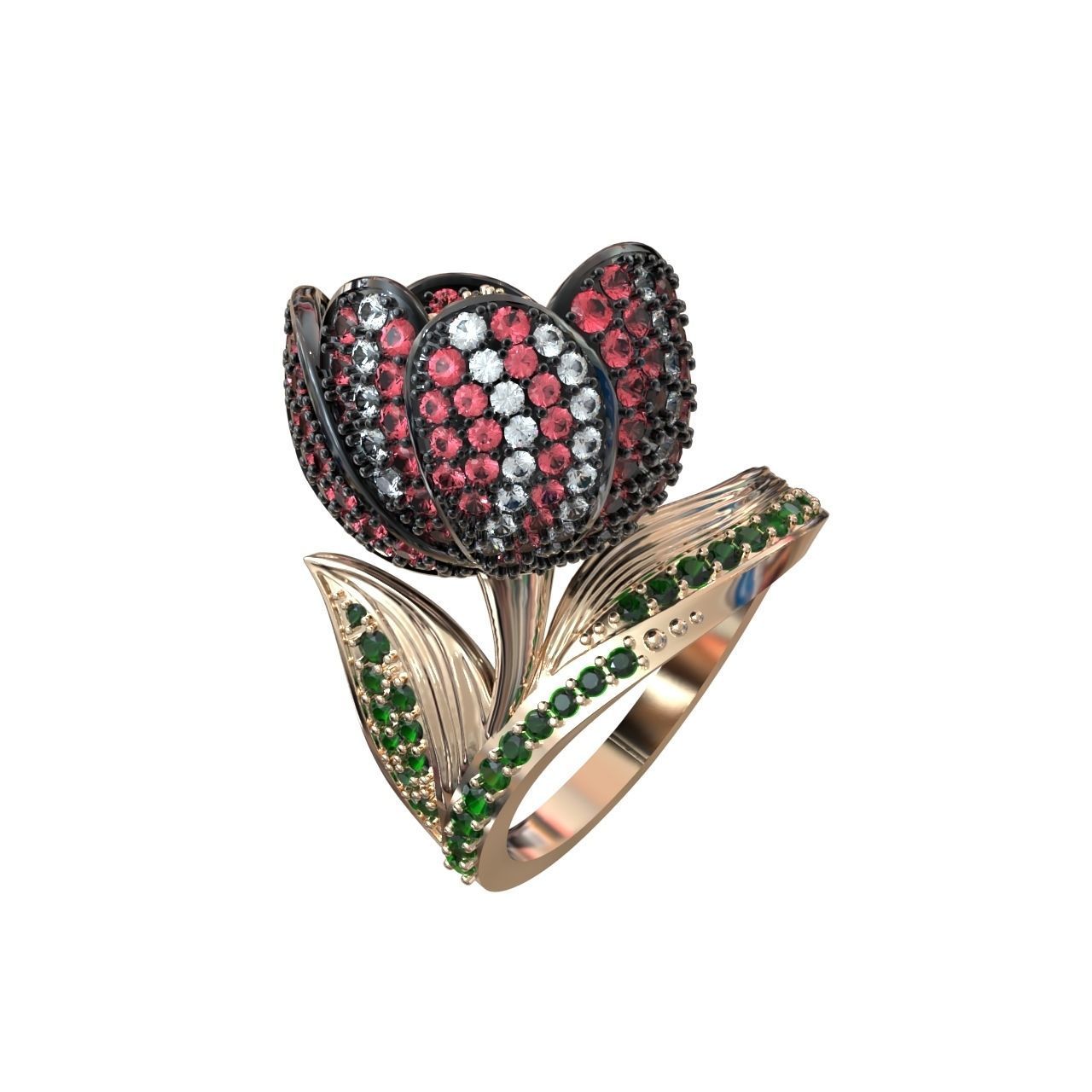  vintage ring  flower tulip 1018 3D print model_26