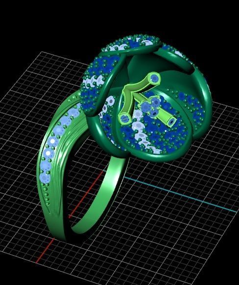  vintage ring  flower tulip 1018 3D print model_21