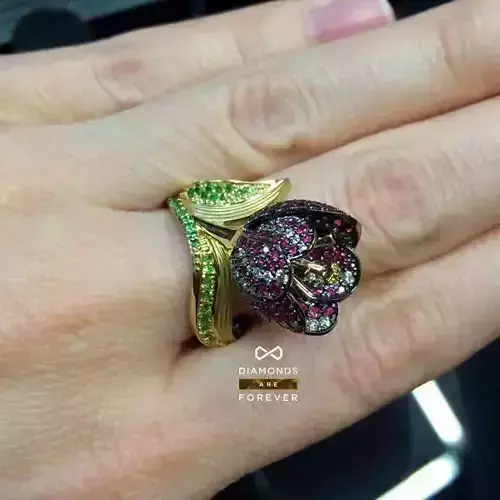  vintage ring  flower tulip 1018 3D print model