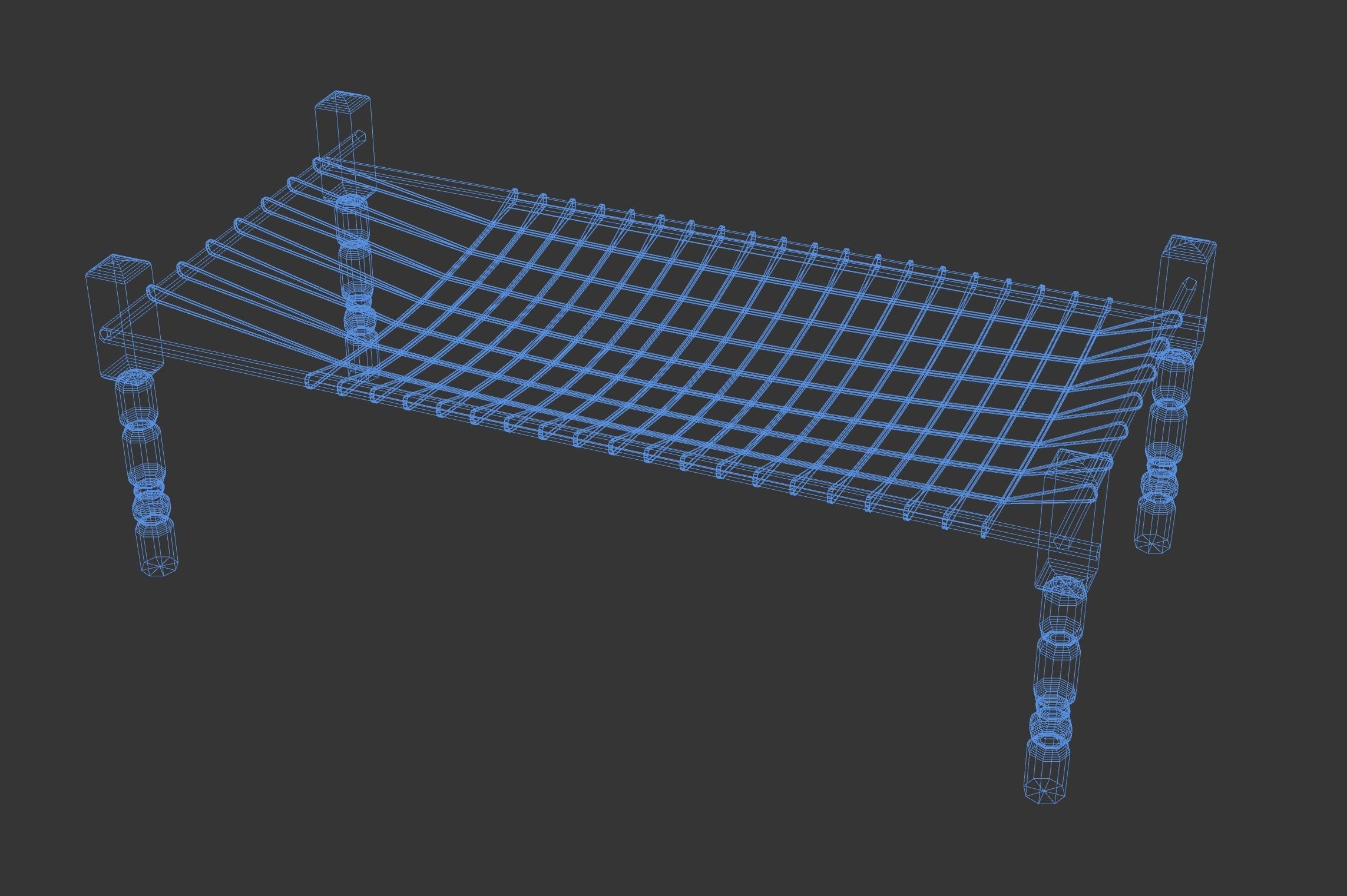 Cot Indian Charpai Low-poly 3D model_1