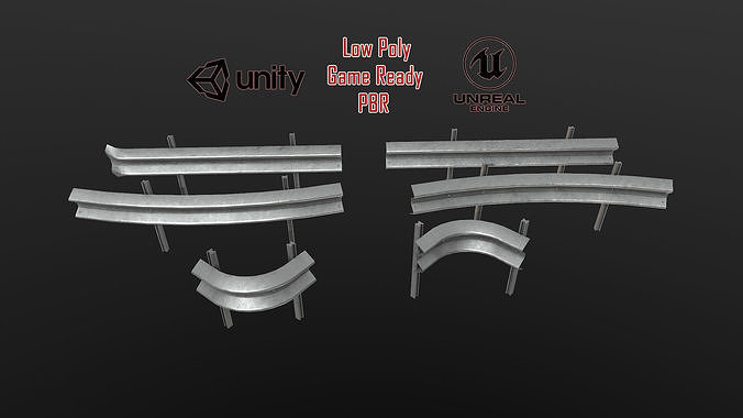 Modular Road Barriers Low-poly 3D model