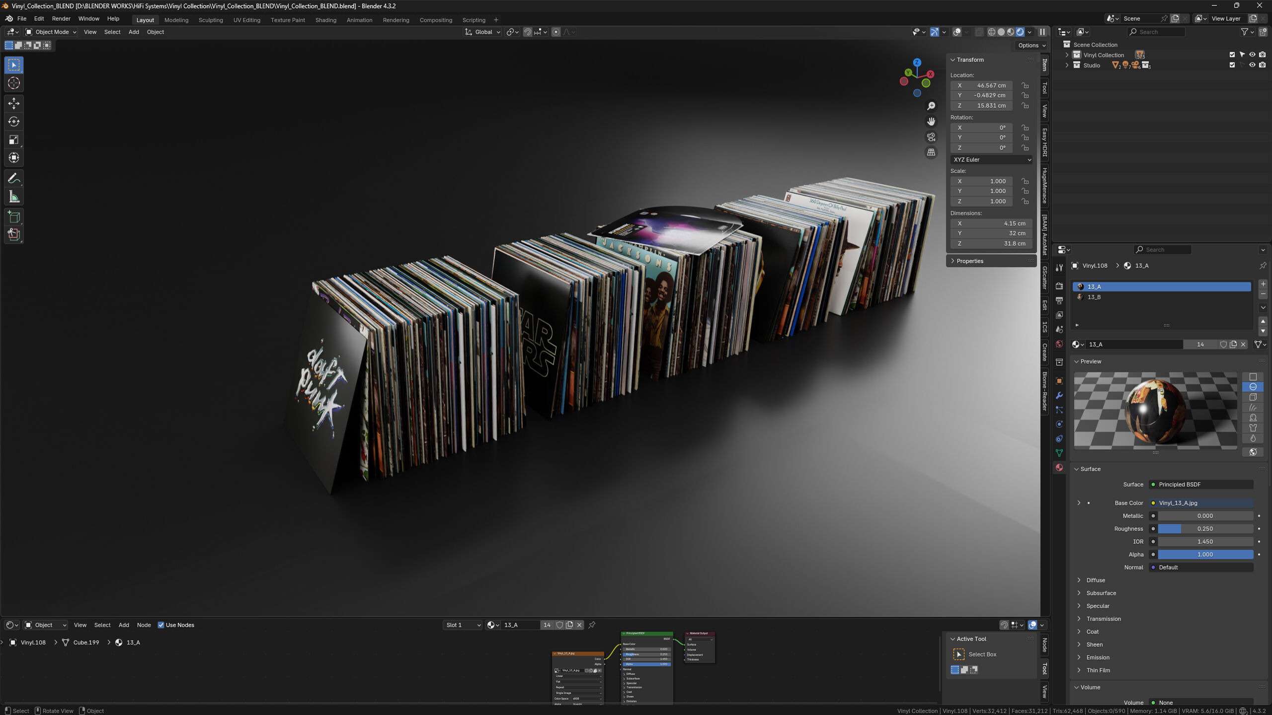 Vinyl LP Collection Low-poly 3D model_6