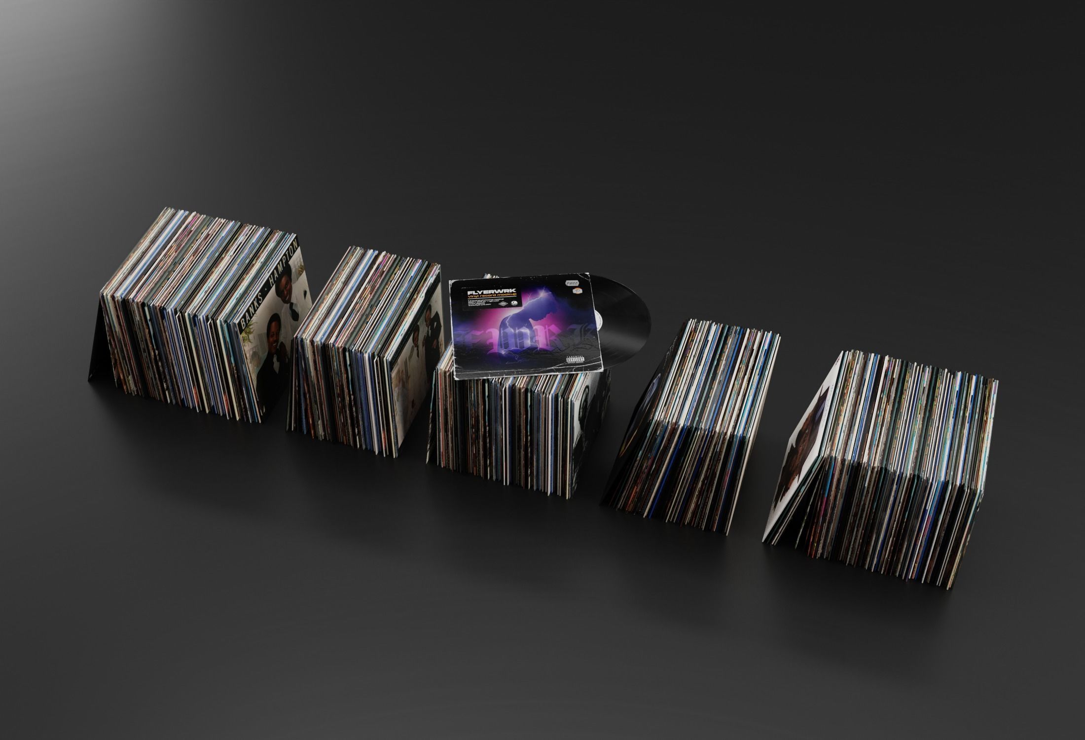 Vinyl LP Collection Low-poly 3D model_4