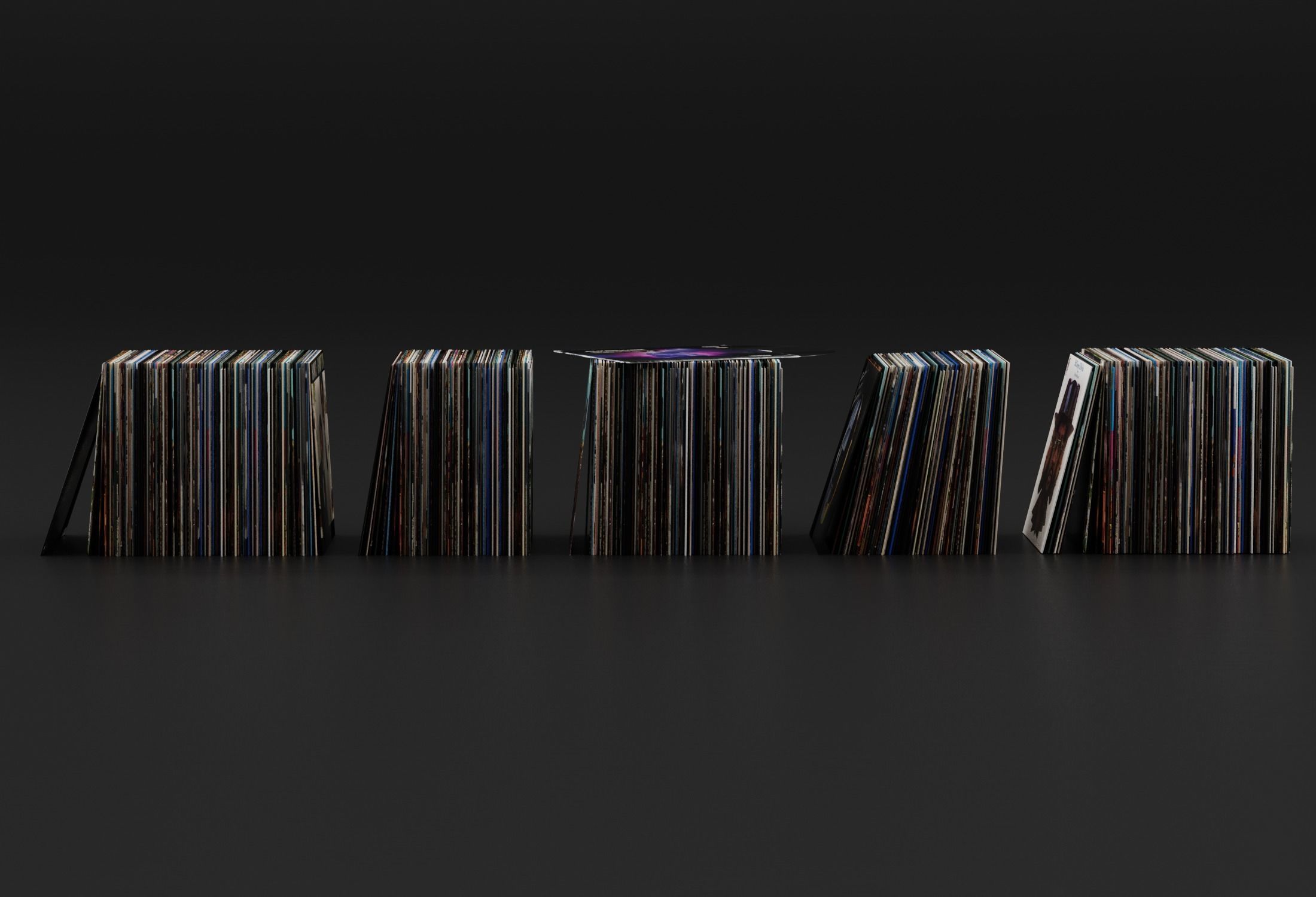 Vinyl LP Collection Low-poly 3D model_2
