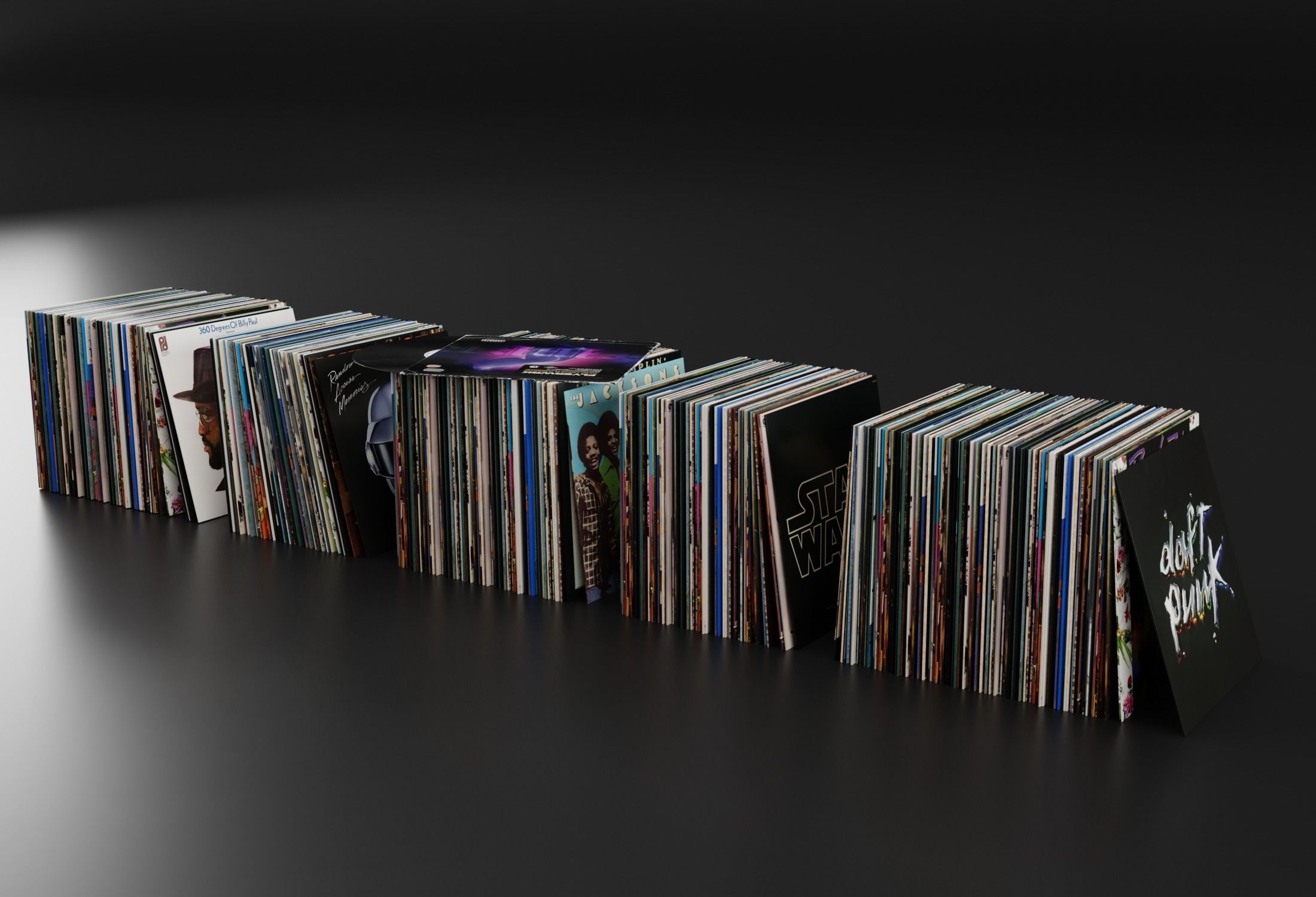 Vinyl LP Collection Low-poly 3D model_5