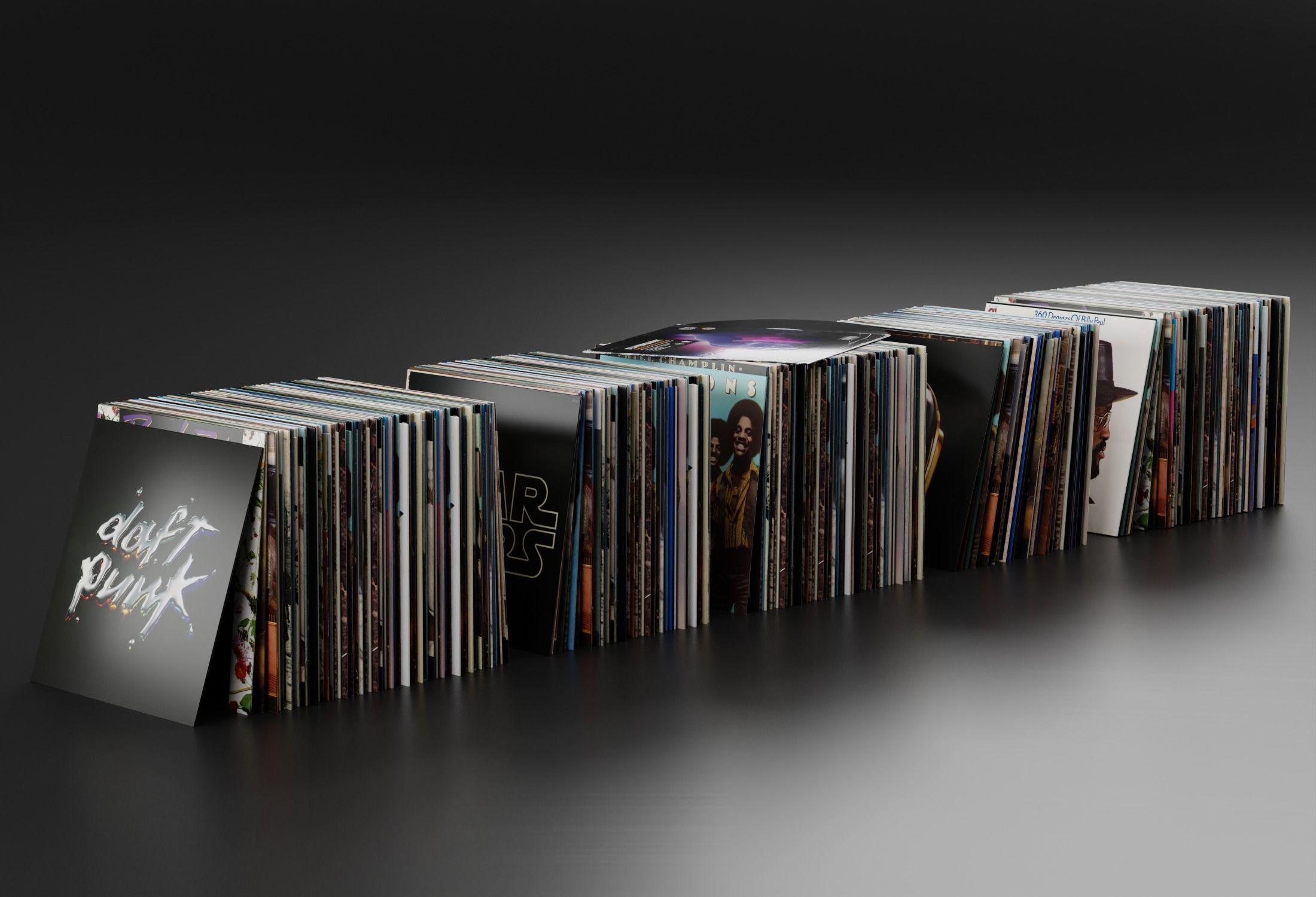 Vinyl LP Collection Low-poly 3D model_1