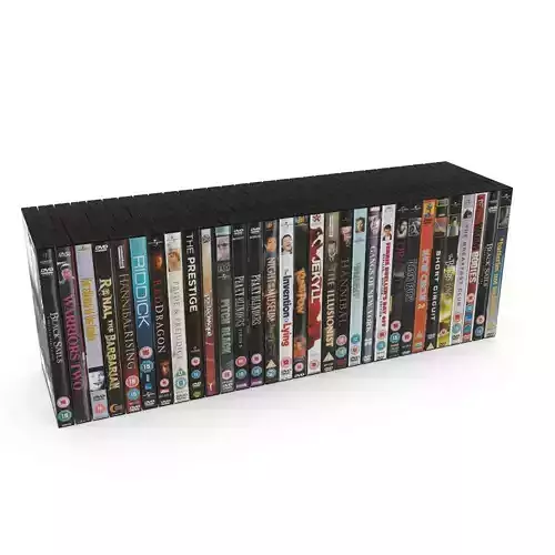 32 assorted realistic DVDs with individual cover cases