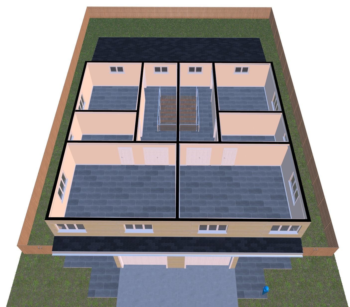 Symmetrical house with screen porches and a attic  3D model_5