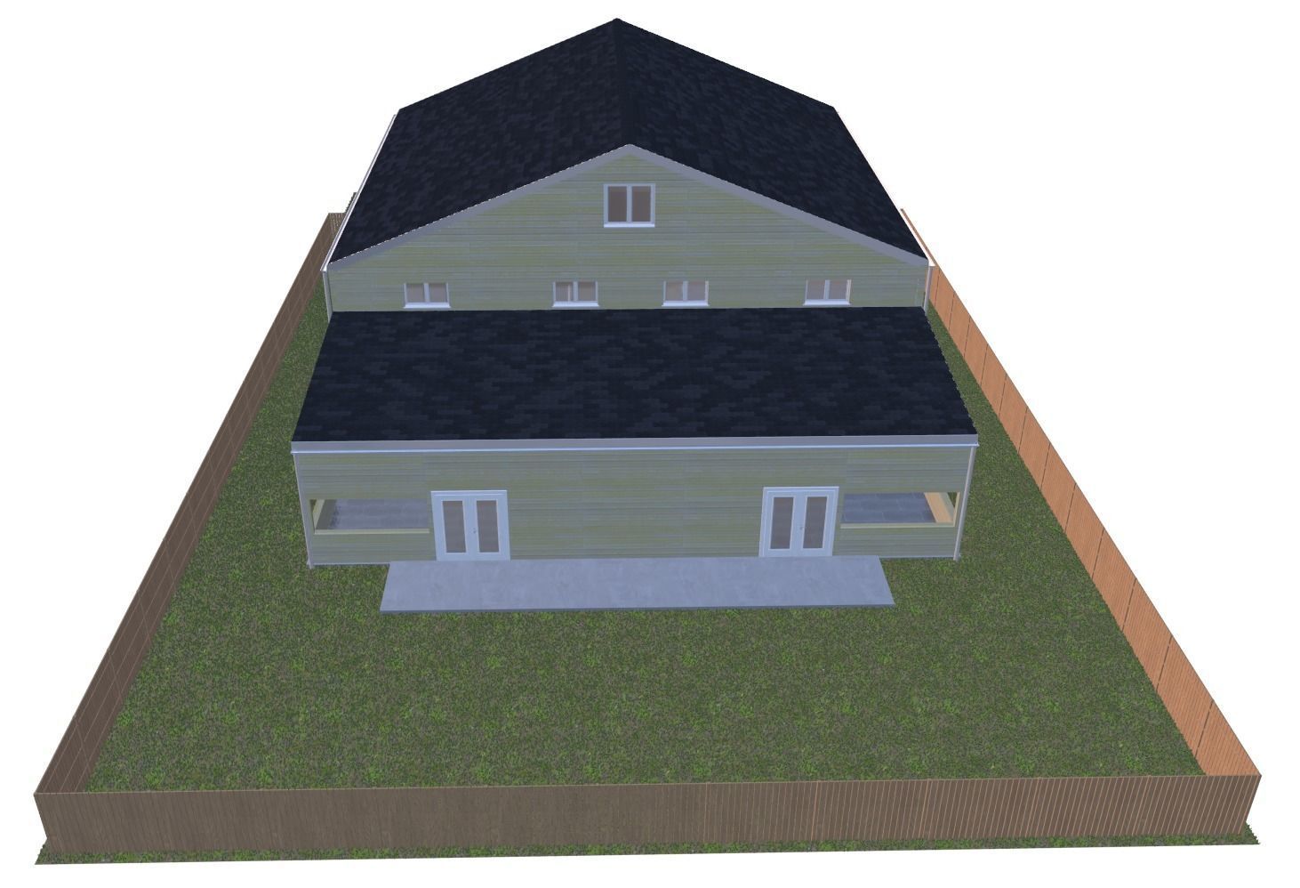 Symmetrical house with screen porches and a attic  3D model_8