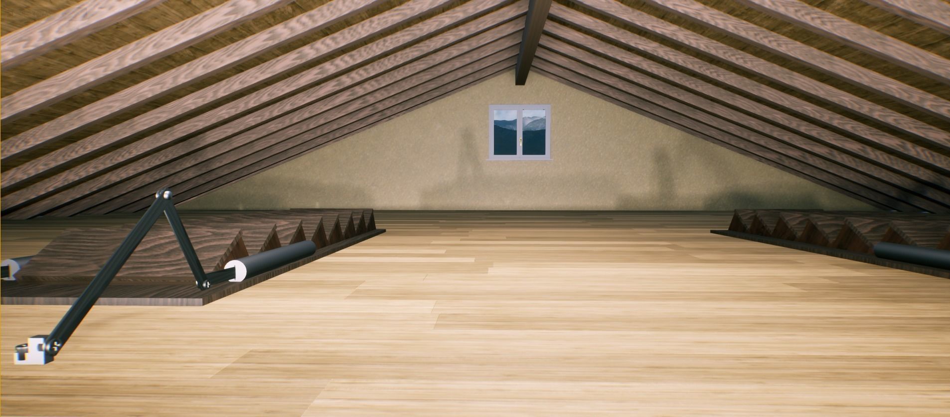 Symmetrical house with screen porches and a attic  3D model_1