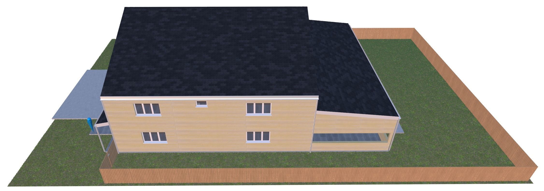 Symmetrical house with screen porches and a attic  3D model_9