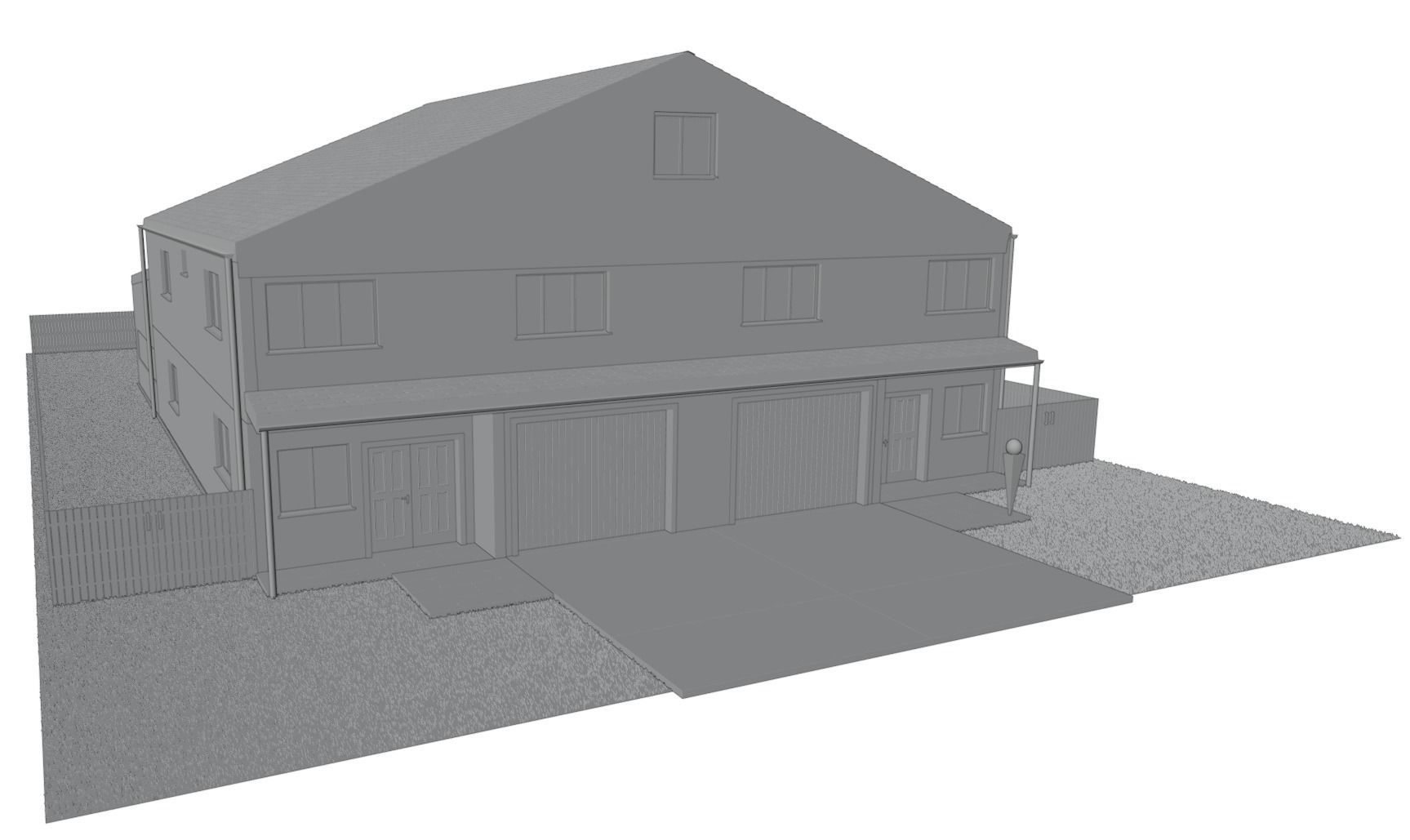 Symmetrical house with screen porches and a attic  3D model_26