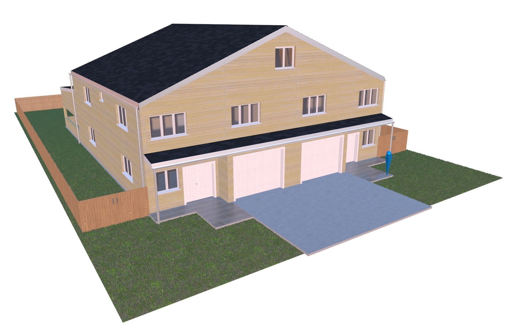 Symmetrical house with screen porches and a attic  3D model_3