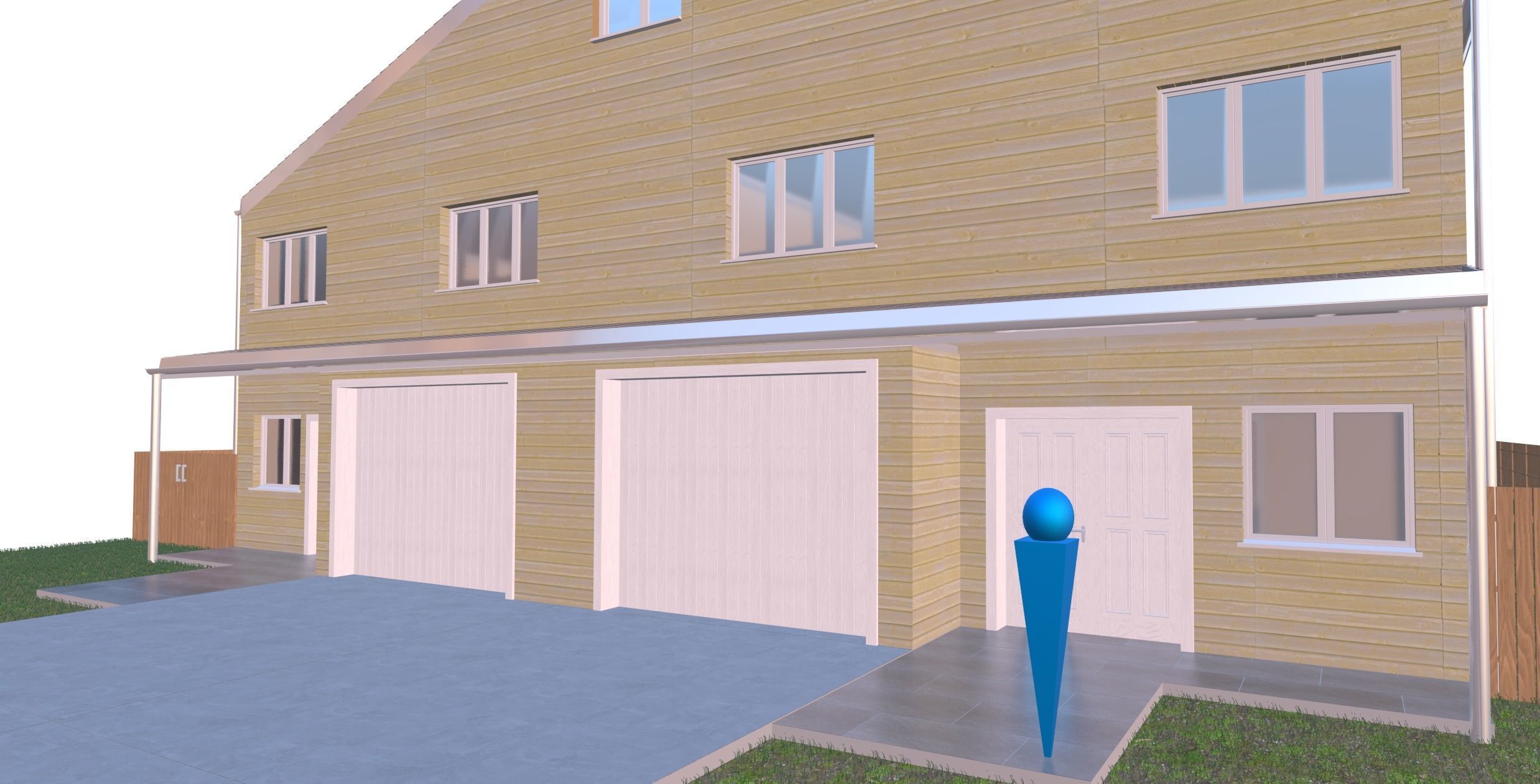 Symmetrical house with screen porches and a attic  3D model_14