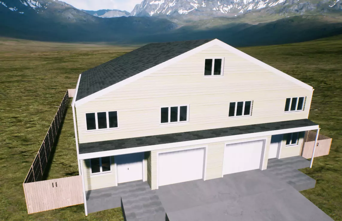 Symmetrical house with screen porches and a attic  3D model_0