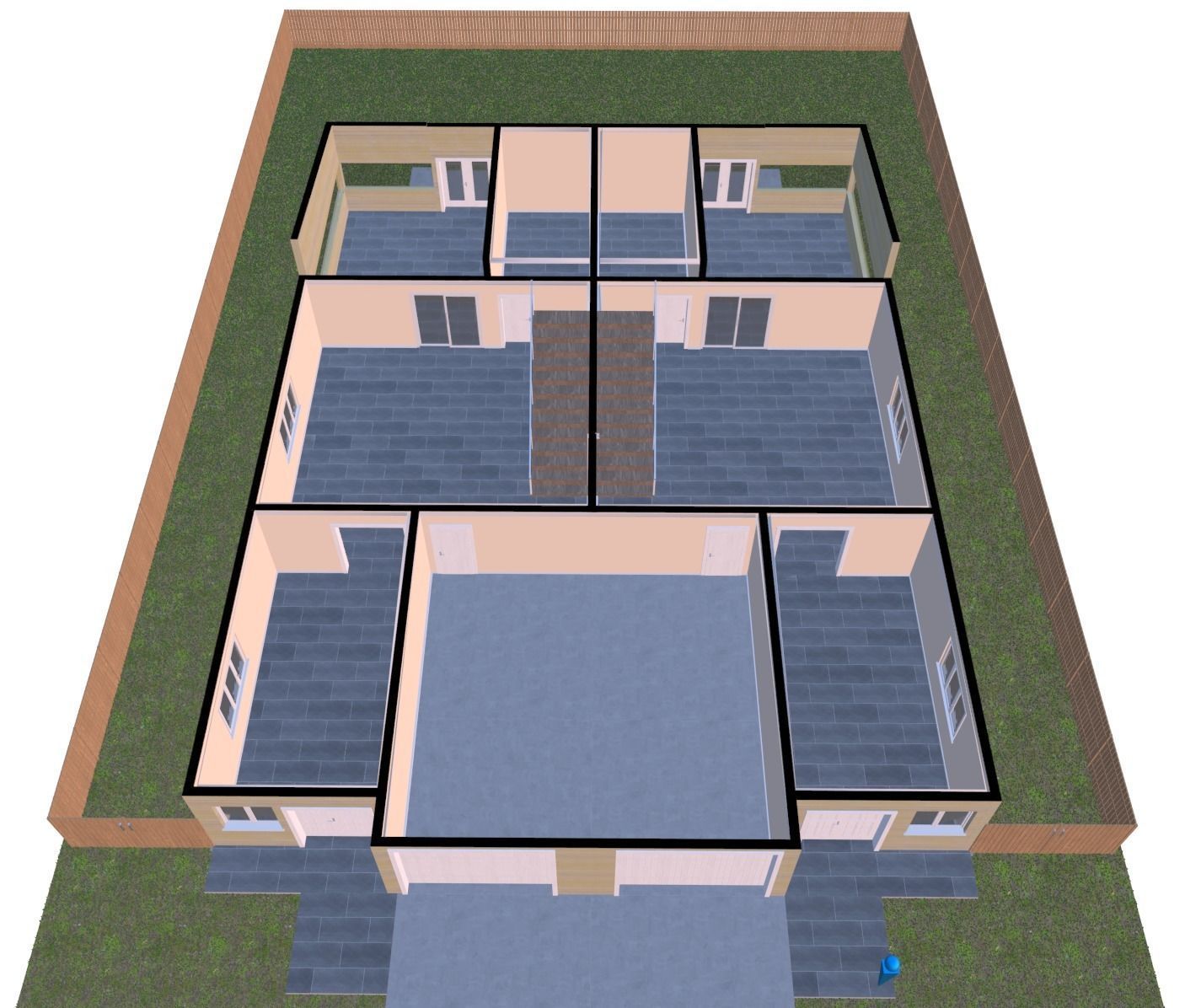 Symmetrical house with screen porches and a attic  3D model_6
