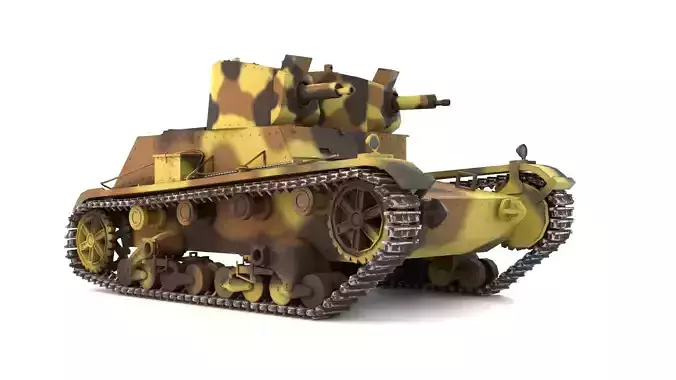 English Vickers 7TP tank PBR Game Ready VR AR low-poly 3d model Low-poly 3D model