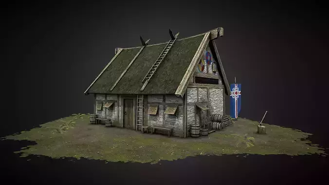 Viking Hut Low-poly 3D model