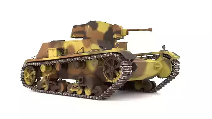 English Vickers 7TP tank PBR Game Ready VR AR low-poly 3d model Low-poly 3D model