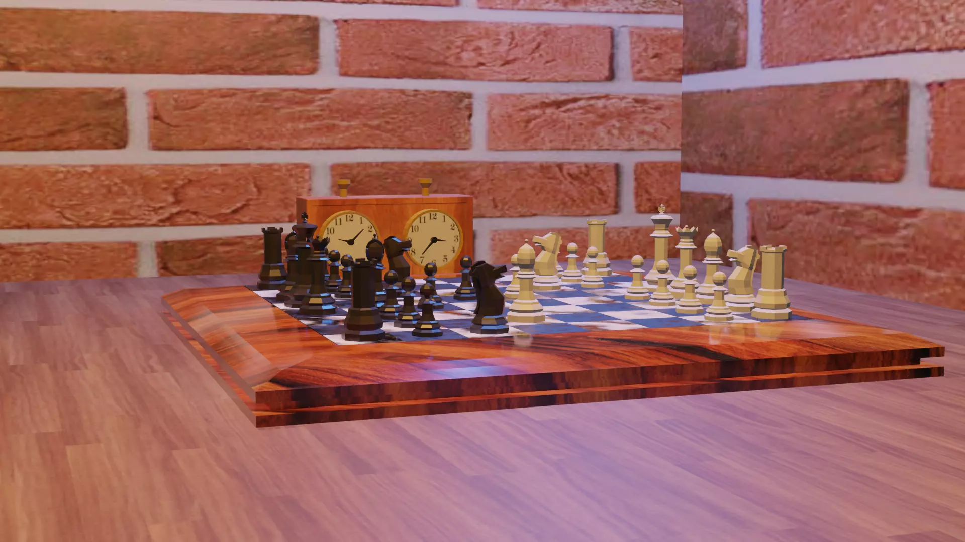 Chess set board with pieces Free 3D model_0
