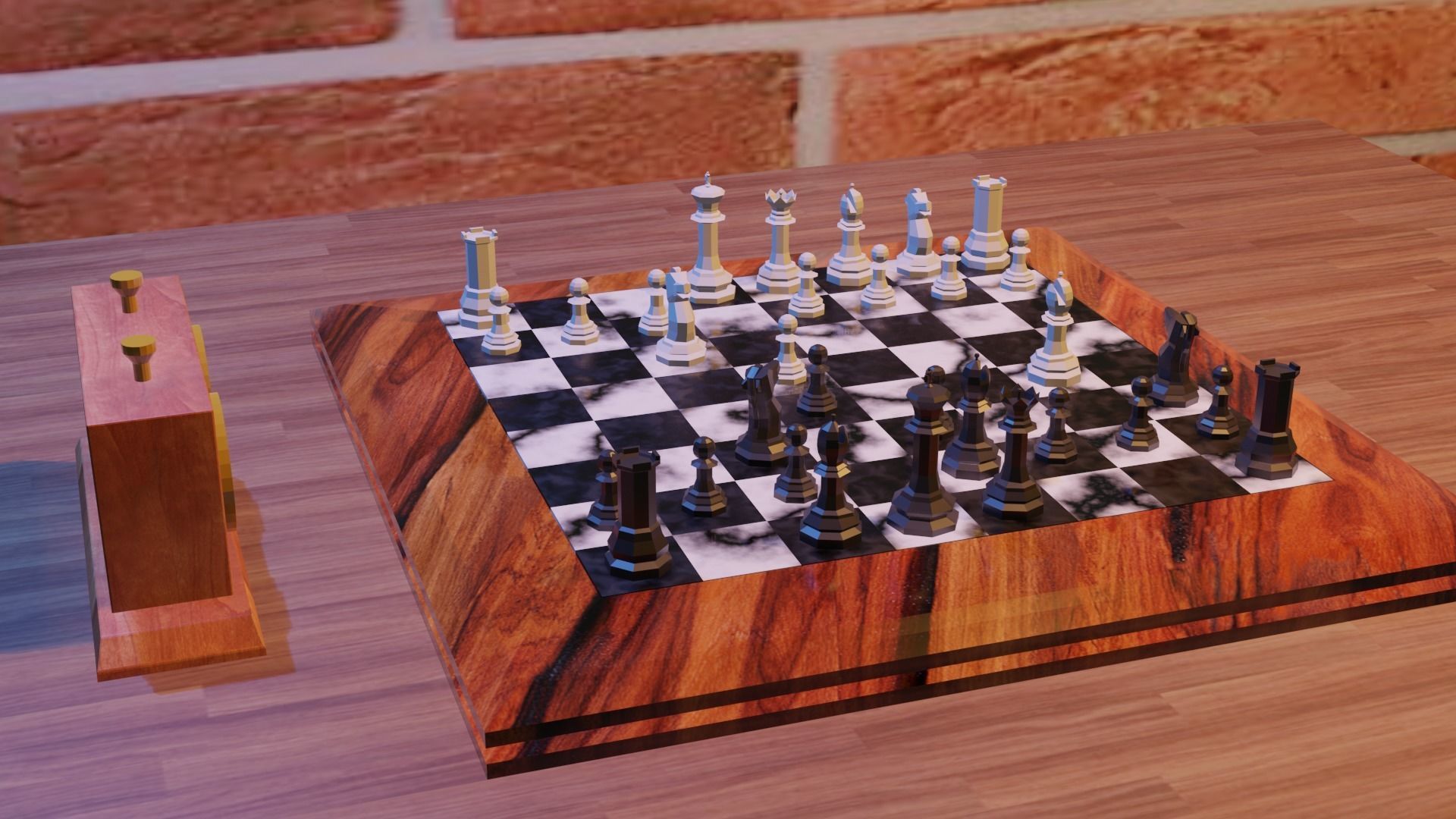Chess set board with pieces Free 3D model_2