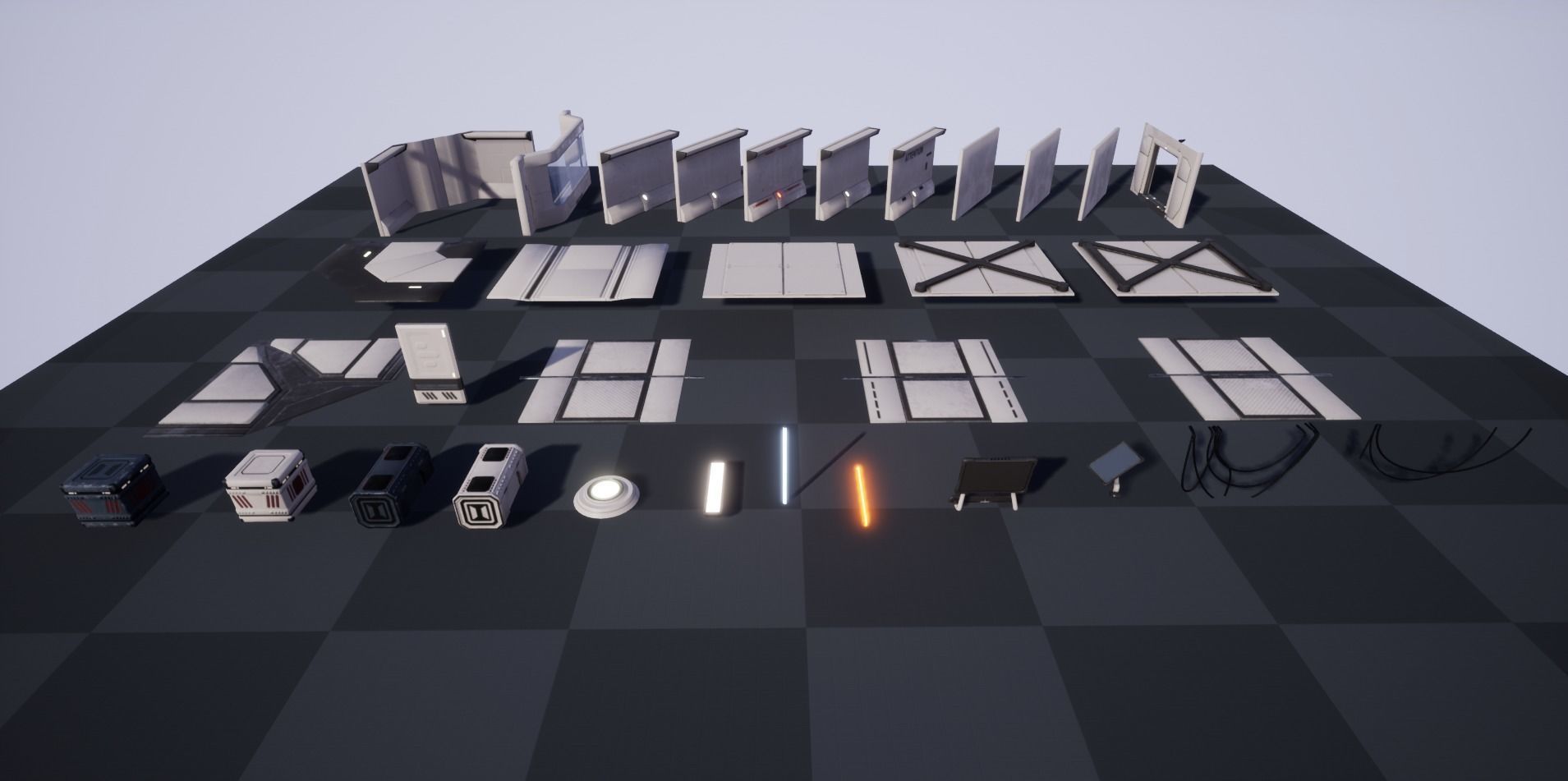 Cyber spaceship Low-poly 3D model_4