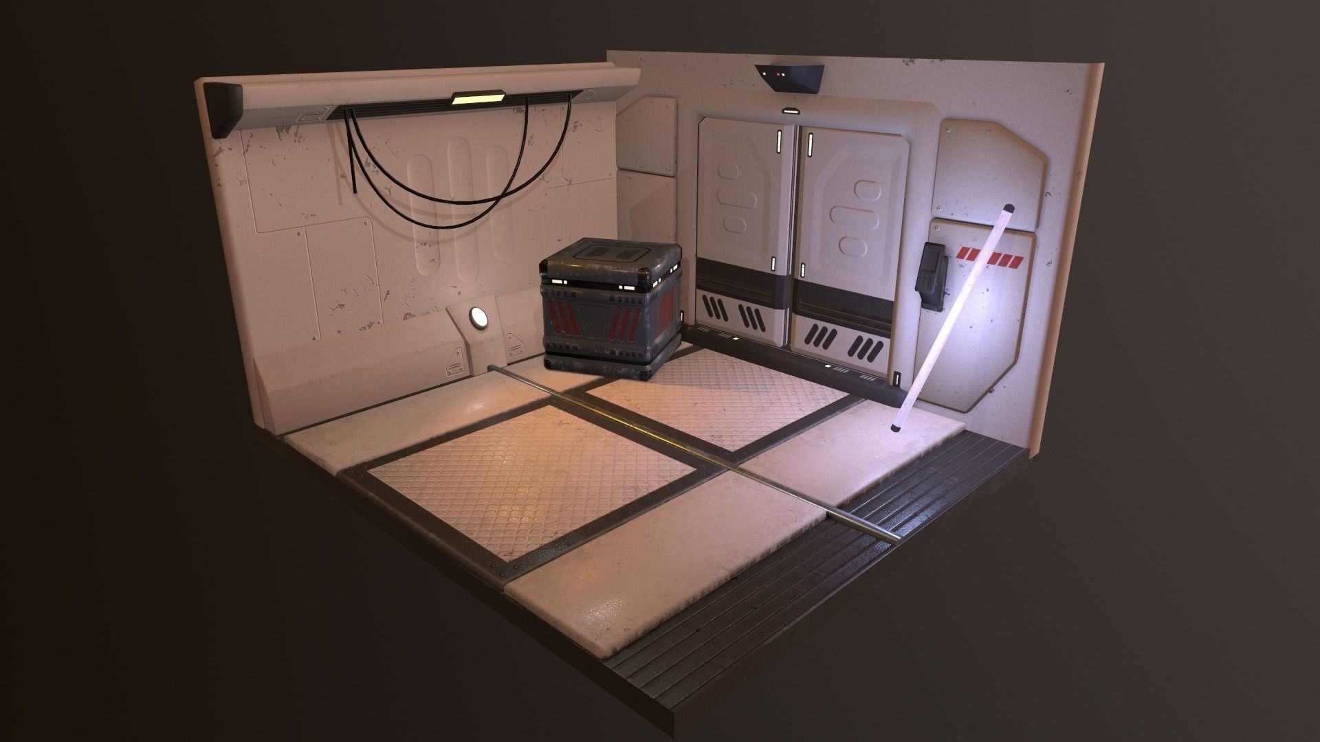 Cyber spaceship Low-poly 3D model_5