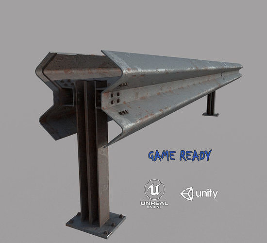 Road Barrier Low-poly 3D model