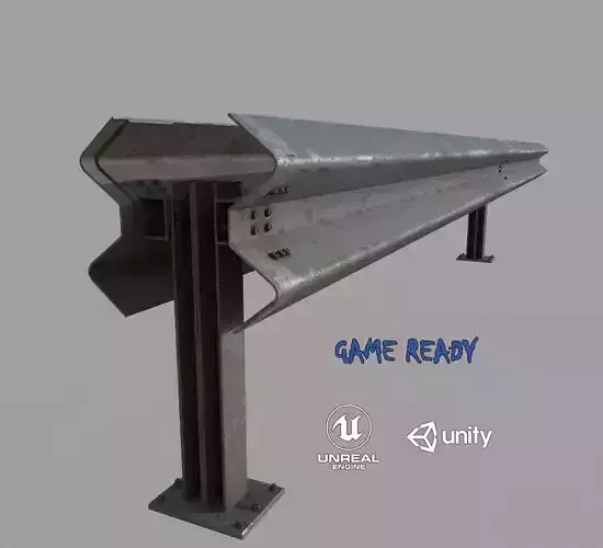 Road Barrier Low-poly 3D model