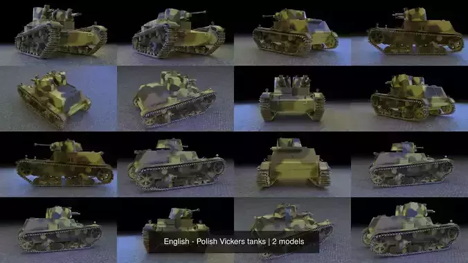 English - Polish Vickers tanks 3D Model Collection