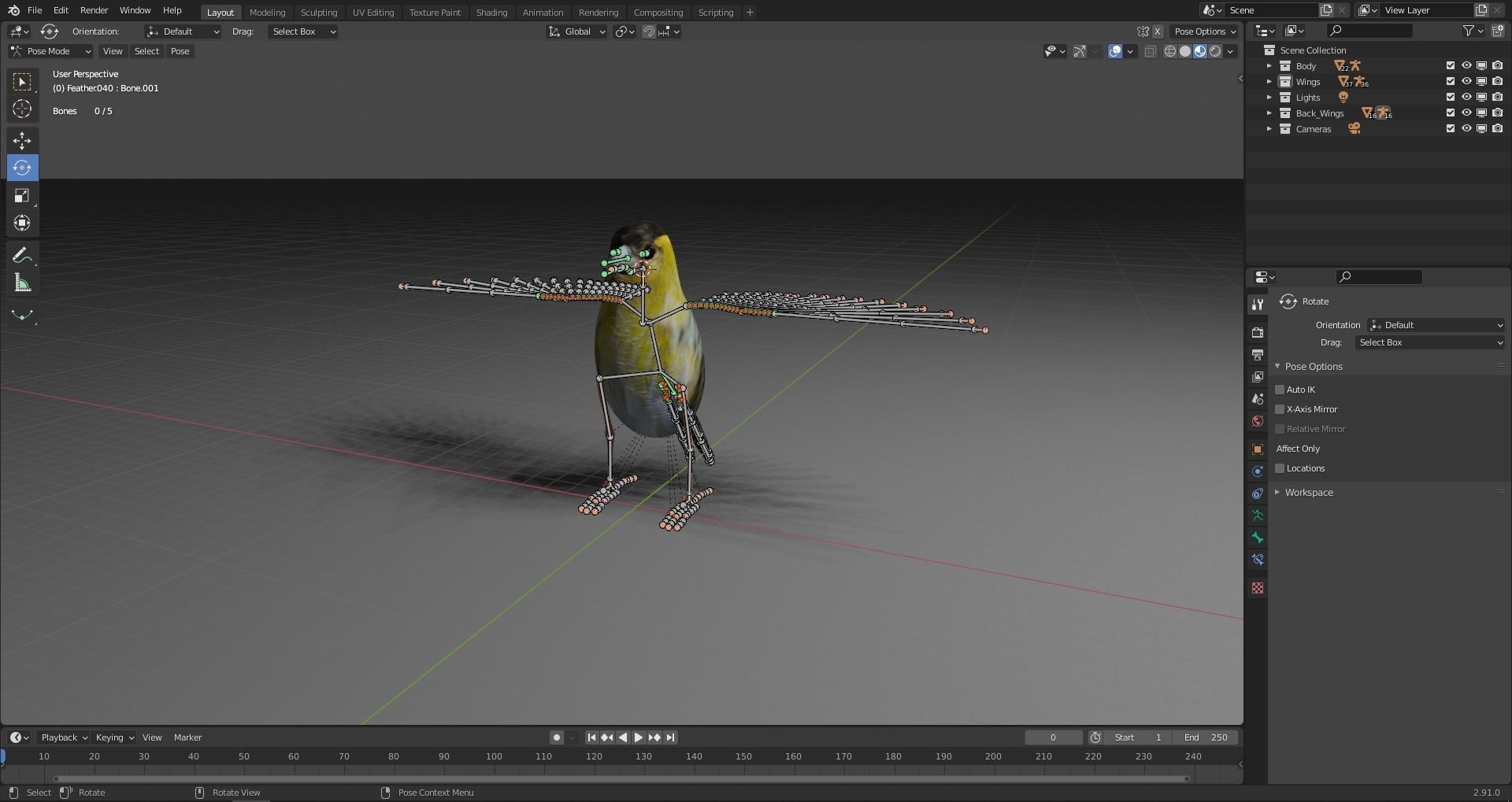 Siskin Bird Low-poly 3D model_17
