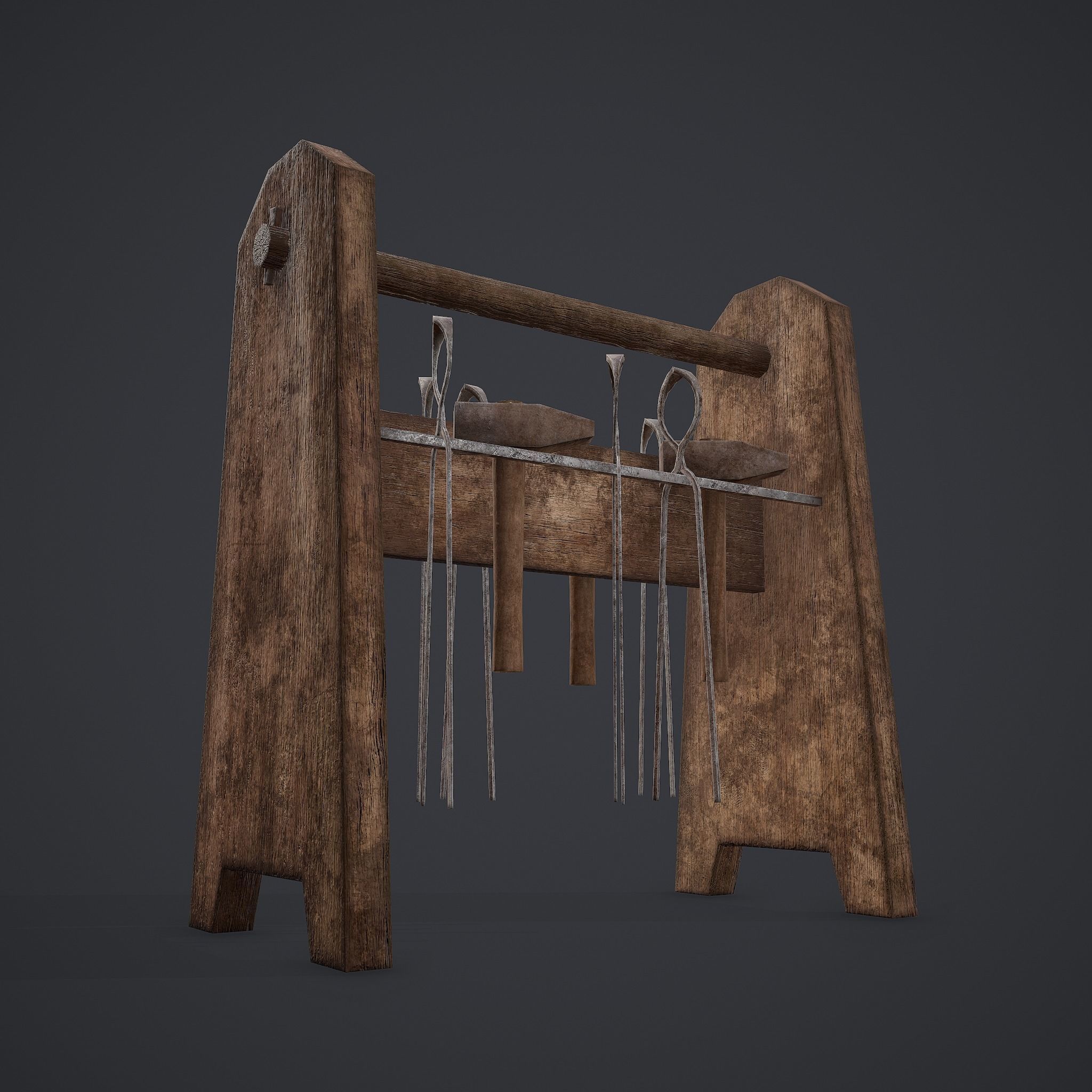 Medieval Blacksmith Furniture 4 Pack 3D Model Collection_36