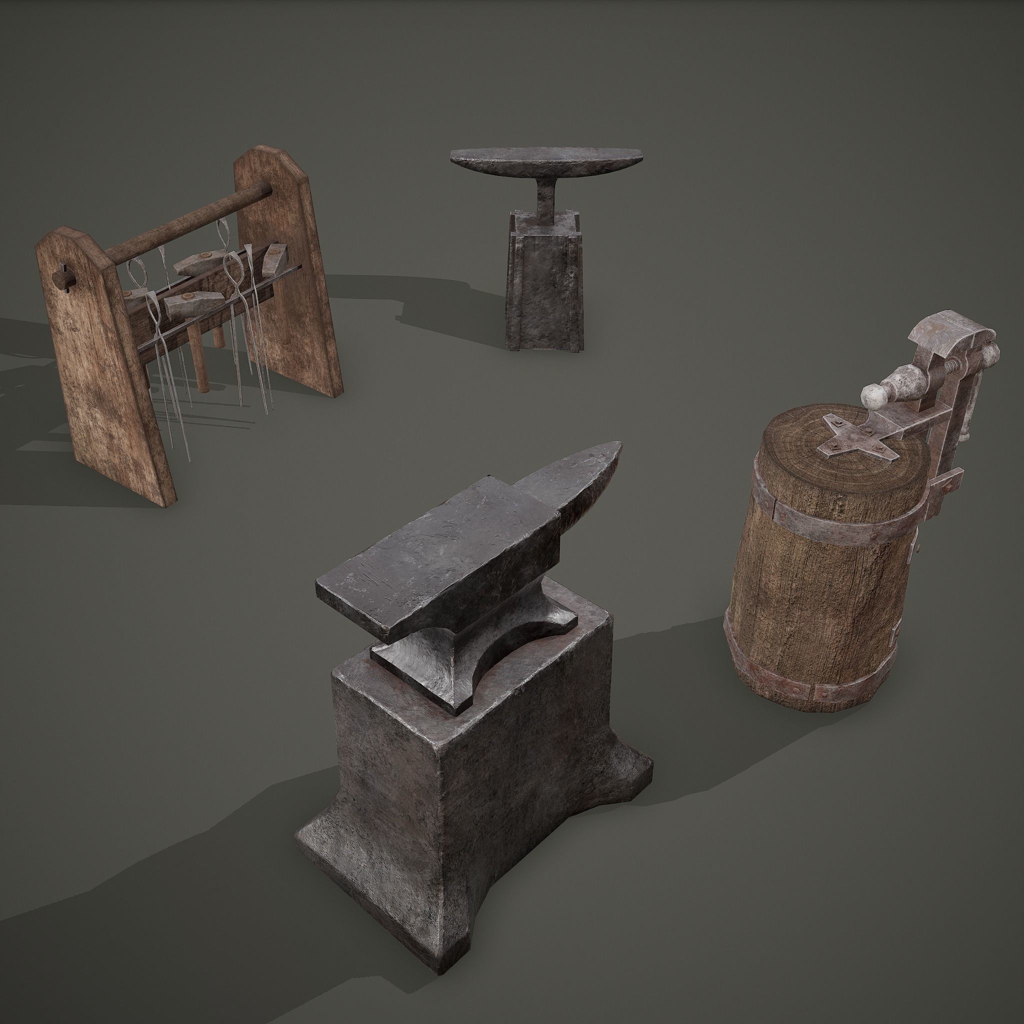 Medieval Blacksmith Furniture 4 Pack 3D Model Collection_83