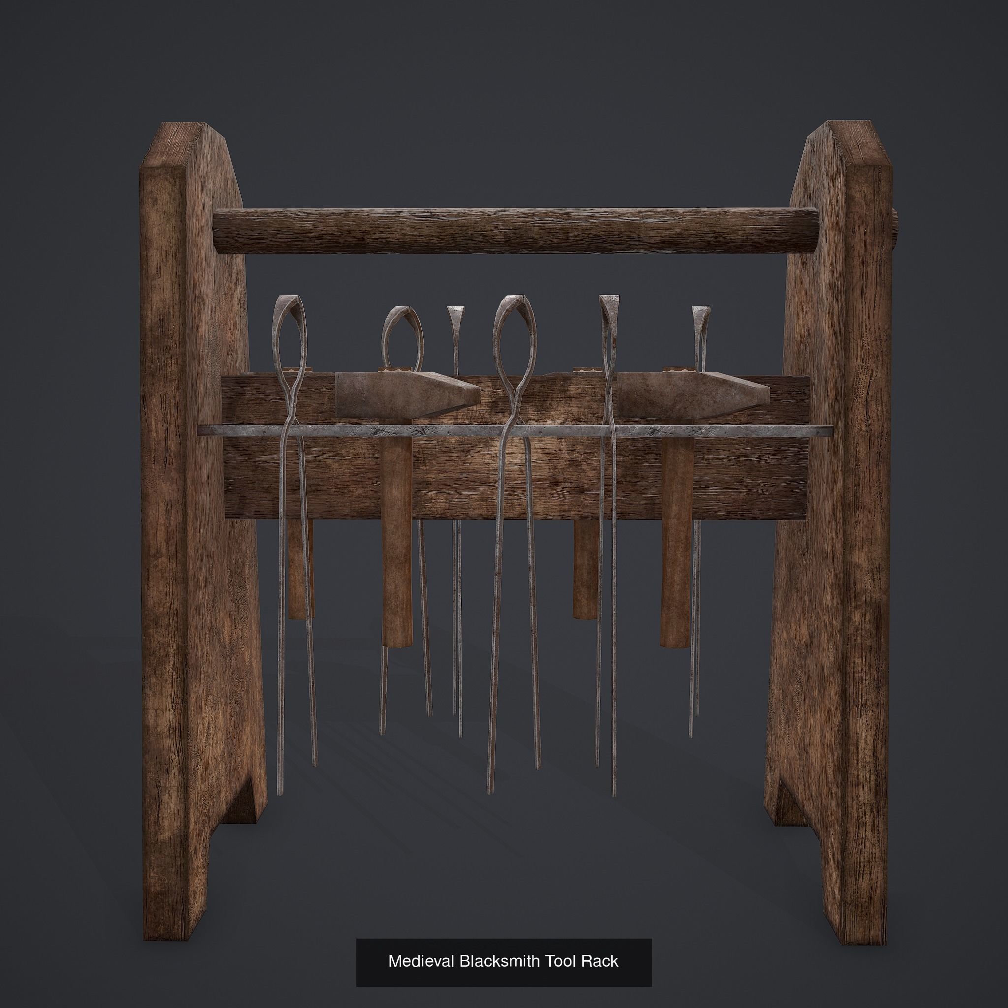 Medieval Blacksmith Furniture 4 Pack 3D Model Collection_12
