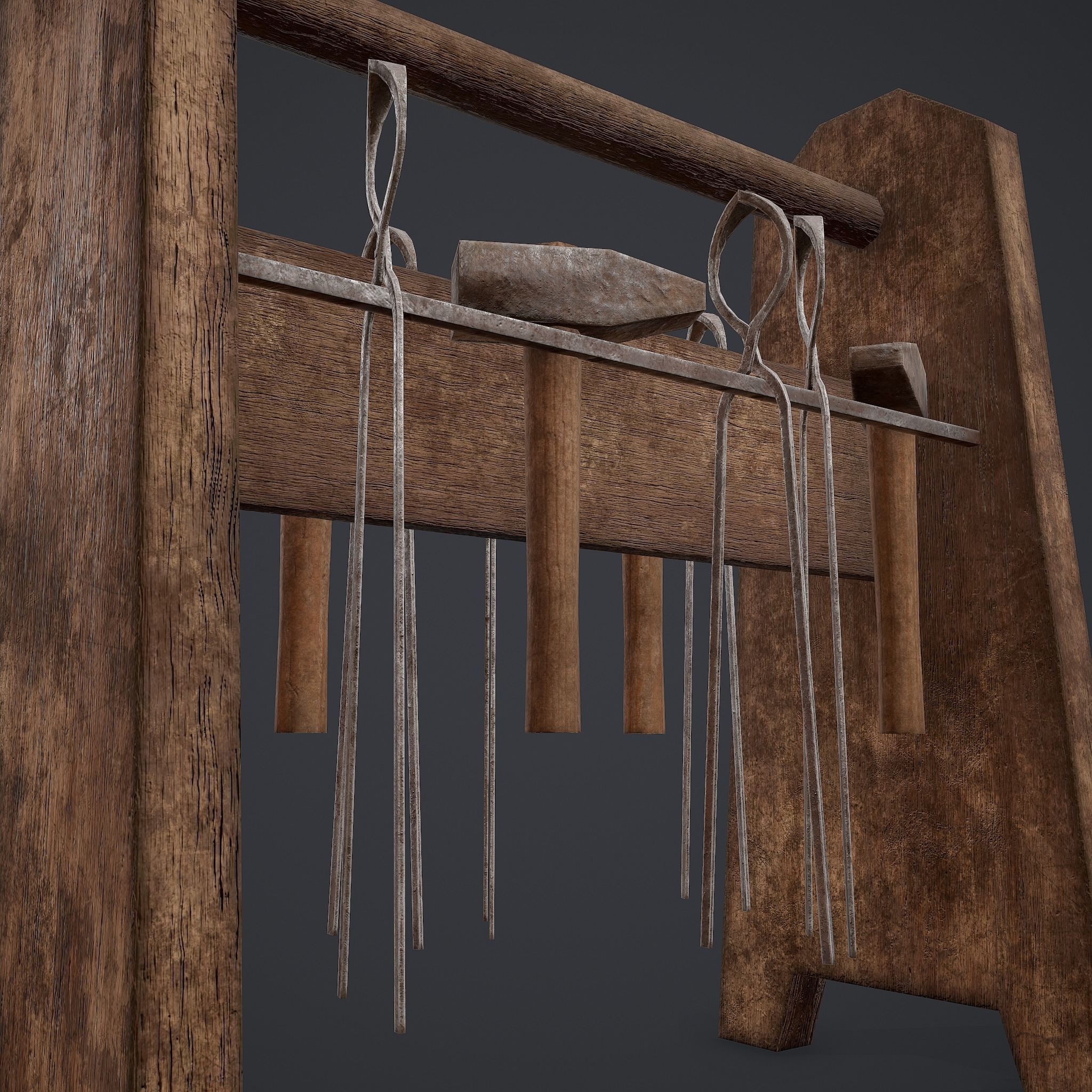 Medieval Blacksmith Furniture 4 Pack 3D Model Collection_35