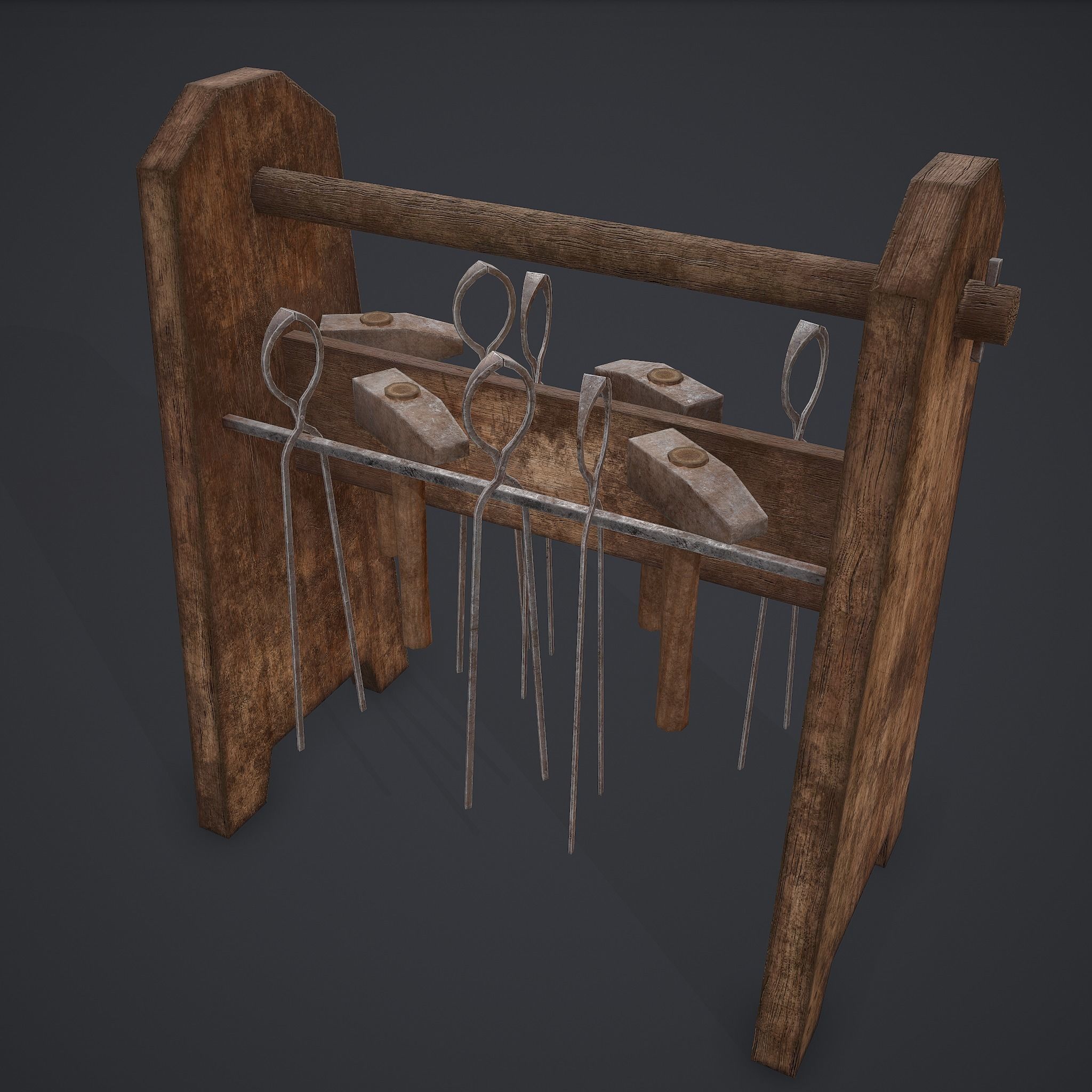Medieval Blacksmith Furniture 4 Pack 3D Model Collection_33