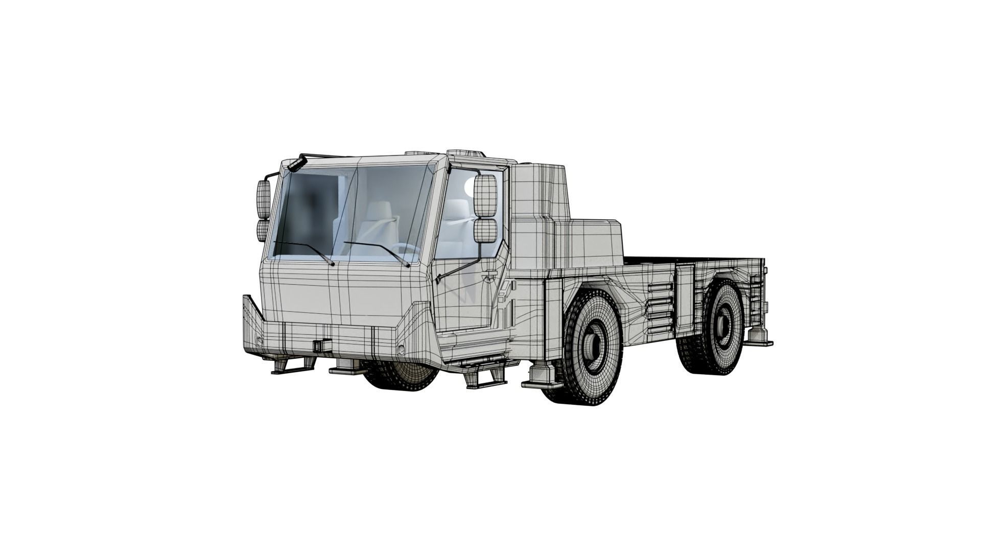 Truck Rigged Low-poly 3D model_10