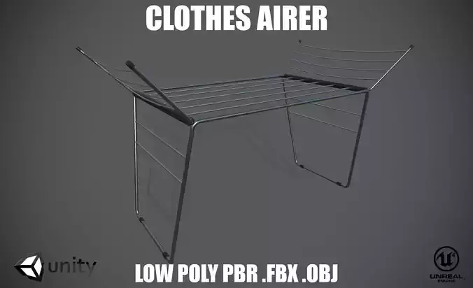 Clothes Airer Low Poly Prop