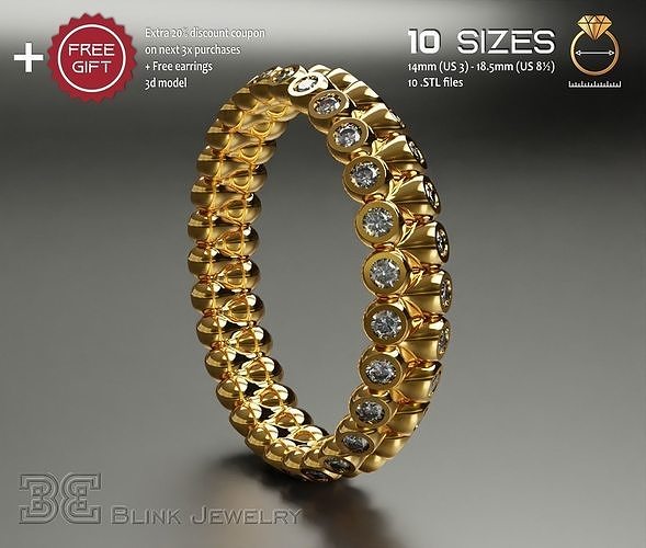 eternity stackable printable wedding rings pack 3D print model
