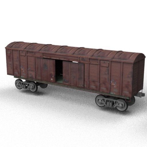 Railroad car on rails Low-poly 3D model_3