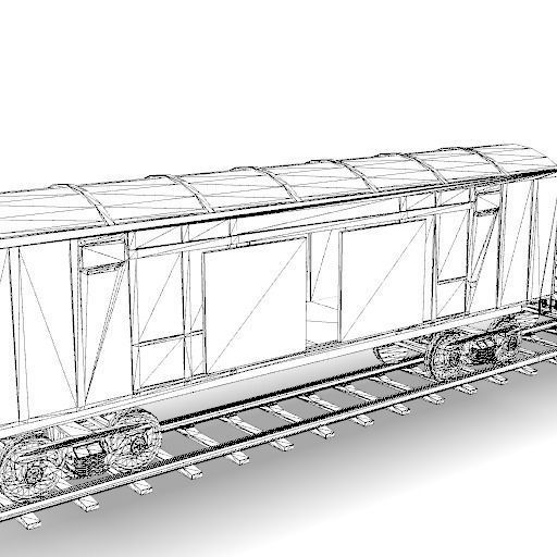 Railroad car on rails Low-poly 3D model_5
