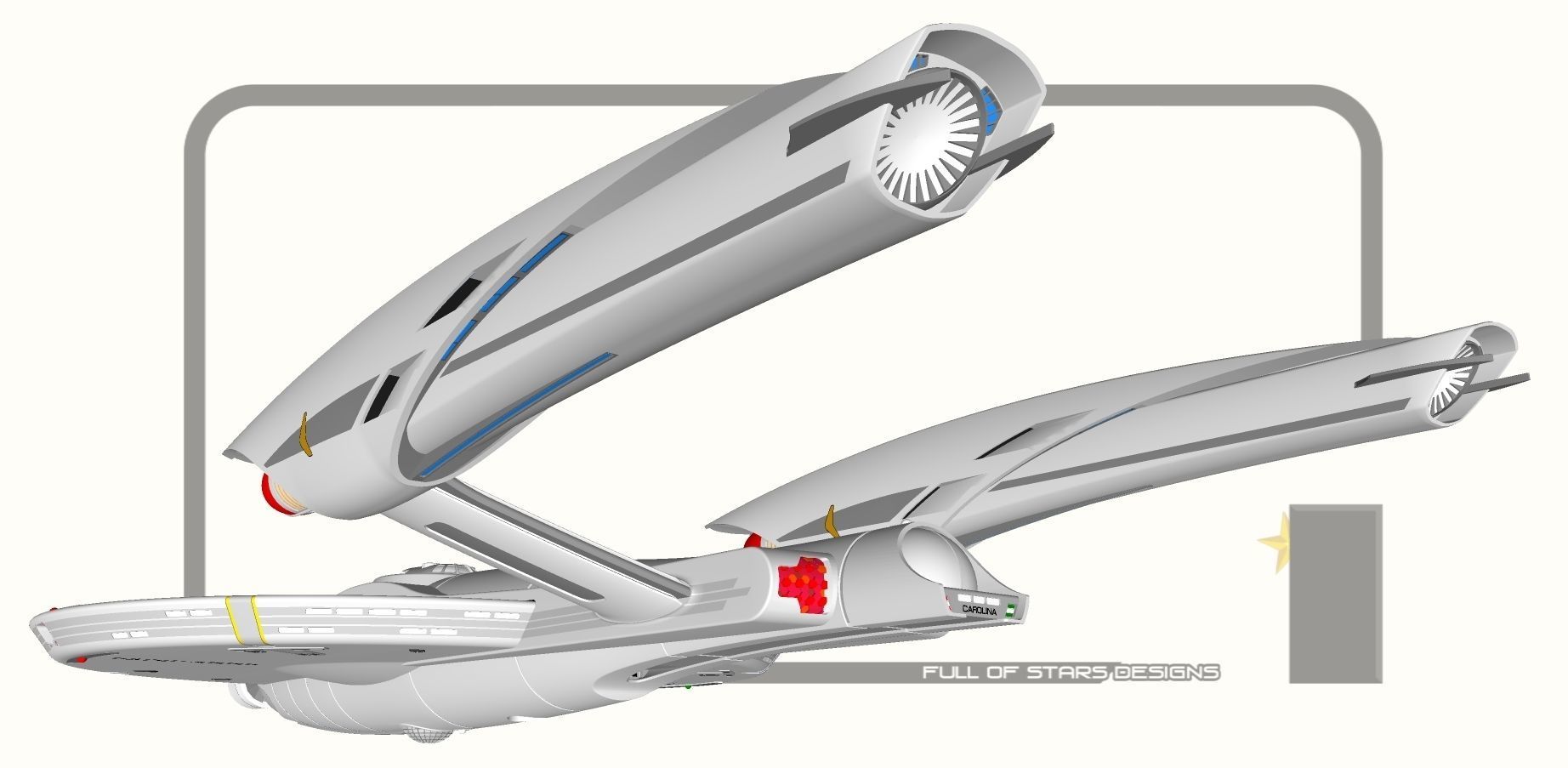 Star Trek USS Carolina 3D print model_2