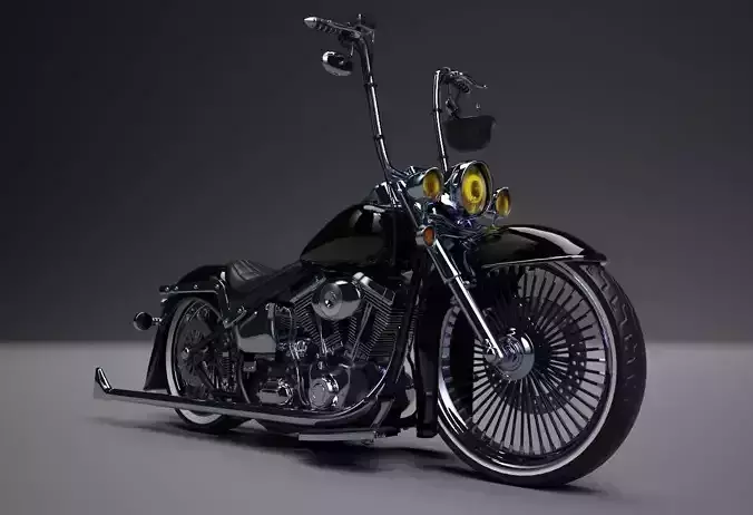 Custom Motorcycle Lowrider Style Low-poly 3D model