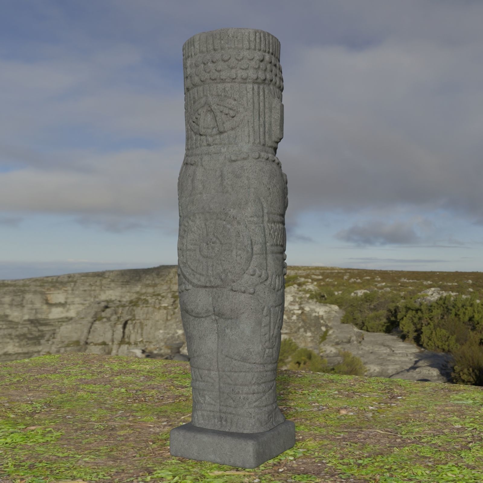 Giant Toltec Atlantean Warrior Figure Blender 3D printable 3D model_2